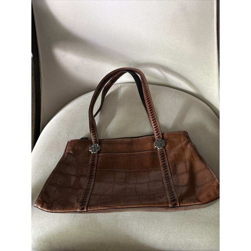 BRIGHTON SIENNA ESPRESSO BROWN CROC EMBOSSED - LEATHER PURSE SHOULDER HANDBAG